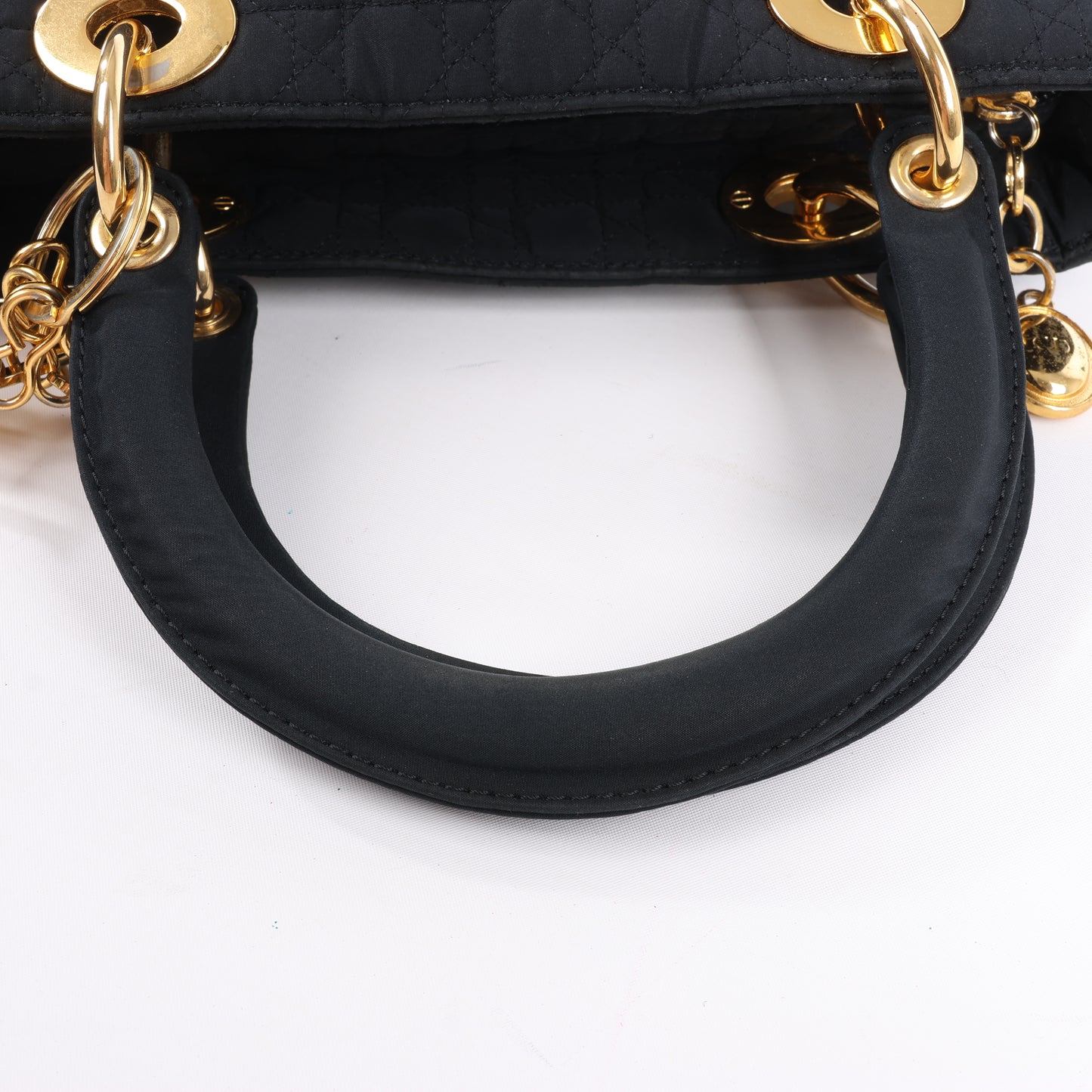 Sac à main en nylon noir Christian Dior Lady Dior Cannage
