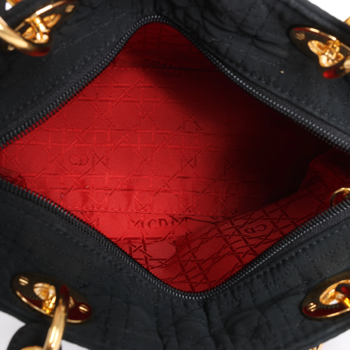 Christian Dior Lady Dior Cannage Nylon Handbag in Black