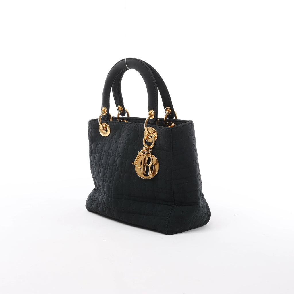 Christian Dior Lady Dior Cannage Nylon Handbag in Black