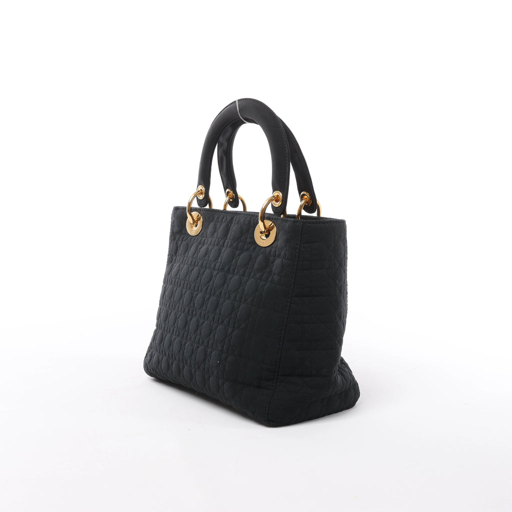 Christian Dior Lady Dior Cannage Nylon Handbag in Black