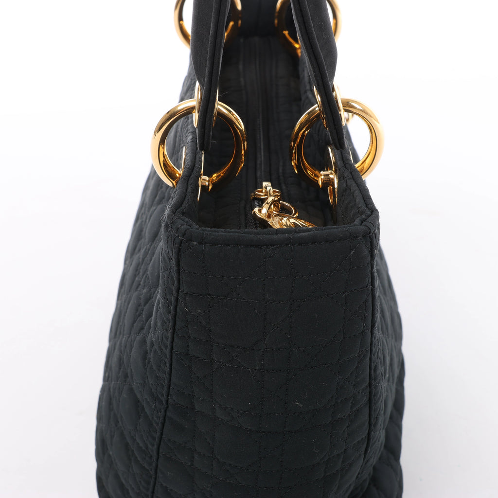 Christian Dior Lady Dior Cannage Nylon Handbag in Black