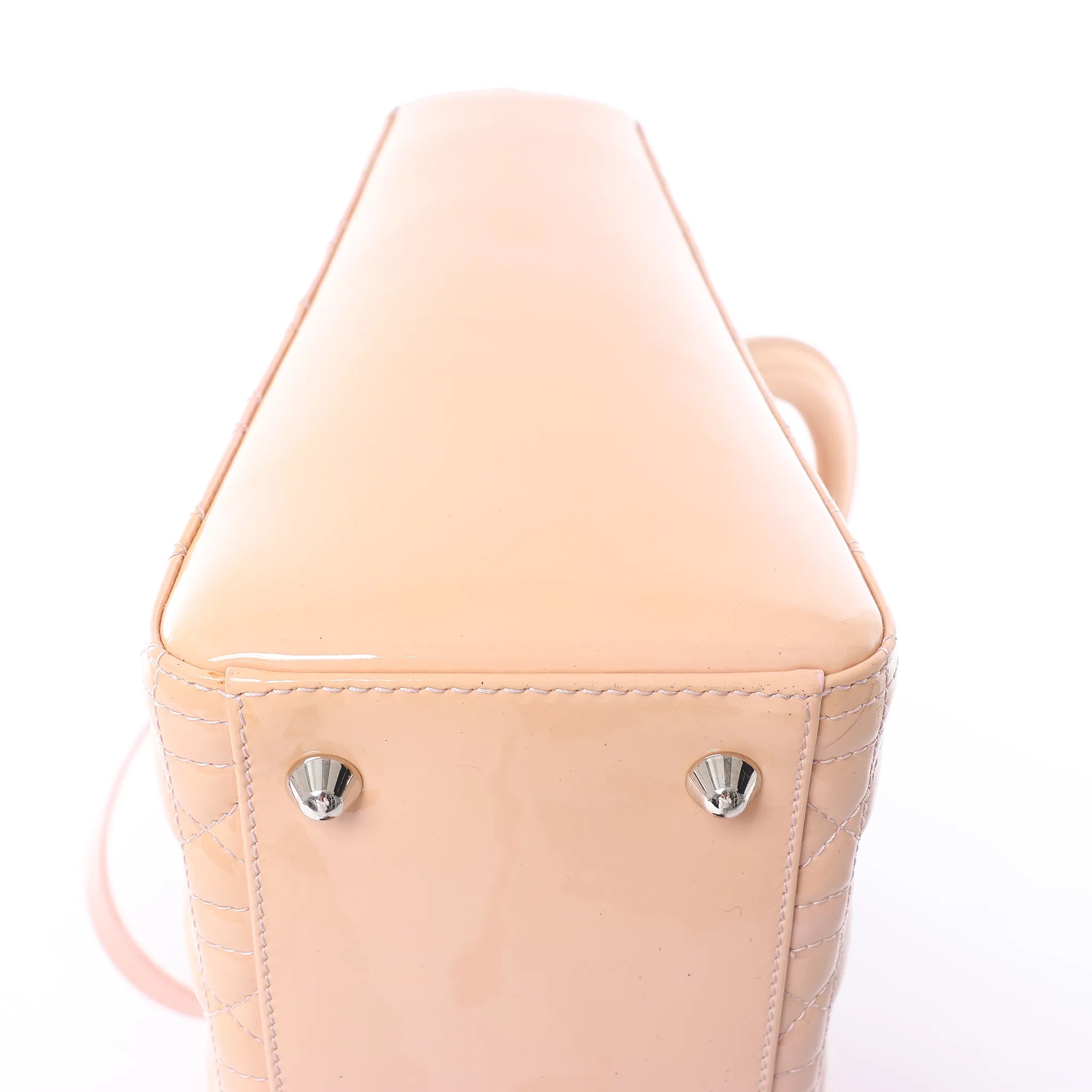Dior Lady Dior Large Cannage Patnet Leather 2Way Handbag in Beige