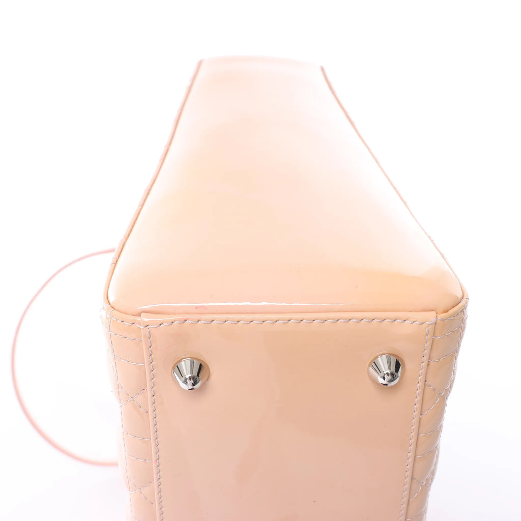 Dior Lady Dior Large Cannage Patnet Leather 2Way Handbag in Beige