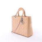Dior Lady Dior Large Cannage Patnet Leather 2Way Handbag in Beige