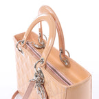 Dior Lady Dior Large Cannage Patnet Leather 2Way Handbag in Beige
