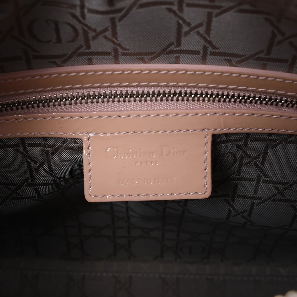 Dior Lady Dior Large Cannage Patnet Leather 2Way Handbag in Beige