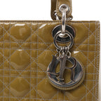 Christian Dior Lady Dior Cannage Patent Leather 2Way Handbag in Khaki