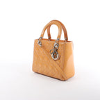 Dior Lady Dior Medium Cannage Patent Leather 2Way Handbag in Orange