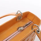 Dior Lady Dior Medium Cannage Patent Leather 2Way Handbag in Orange