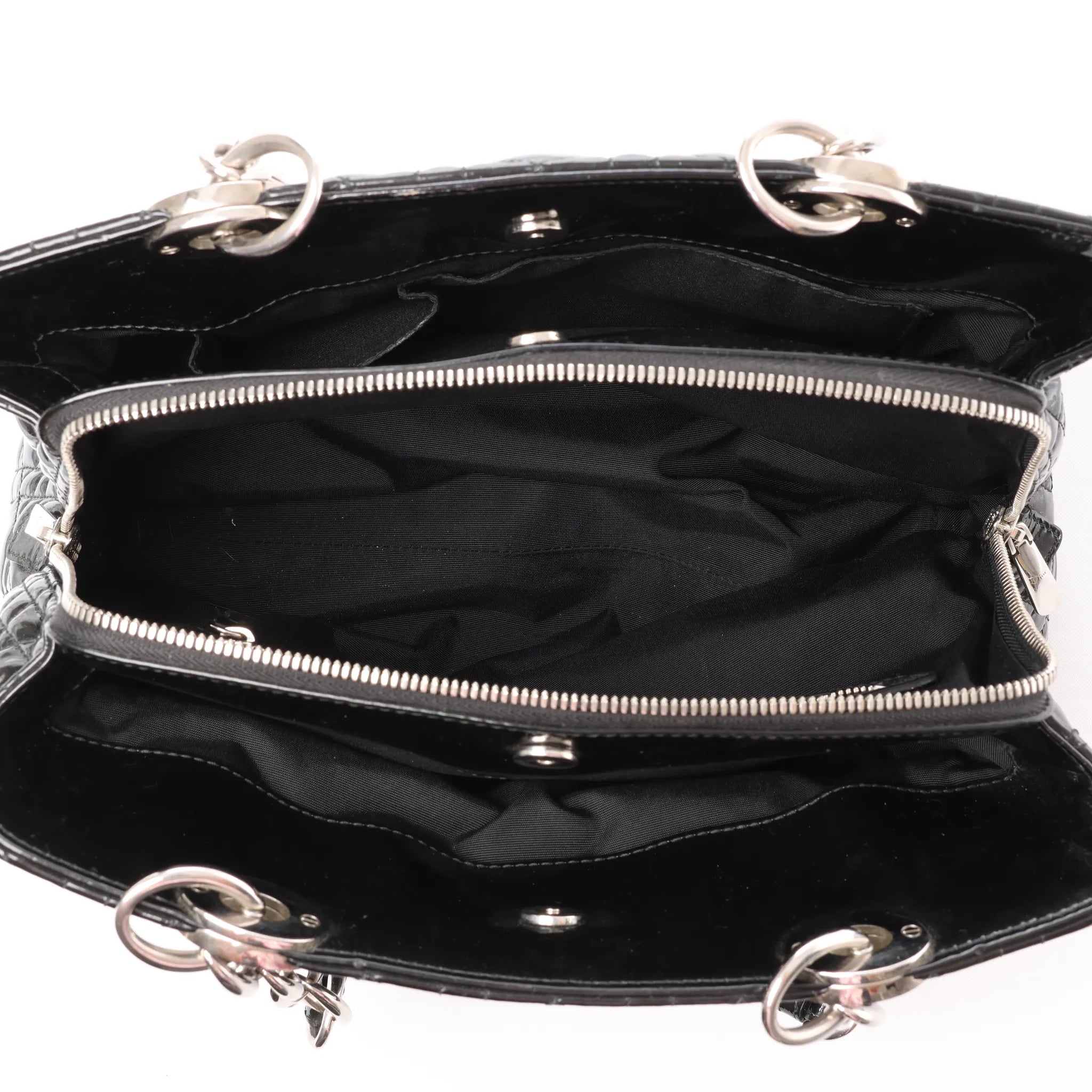 Dior Soft Lady Dior Patent Leather Cannage Large Shoulder Bag in Black