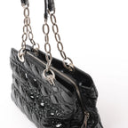 Dior Soft Lady Dior Patent Leather Cannage Large Shoulder Bag in Black
