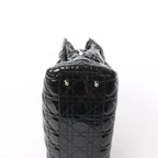 Dior Soft Lady Dior Patent Leather Cannage Large Shoulder Bag in Black