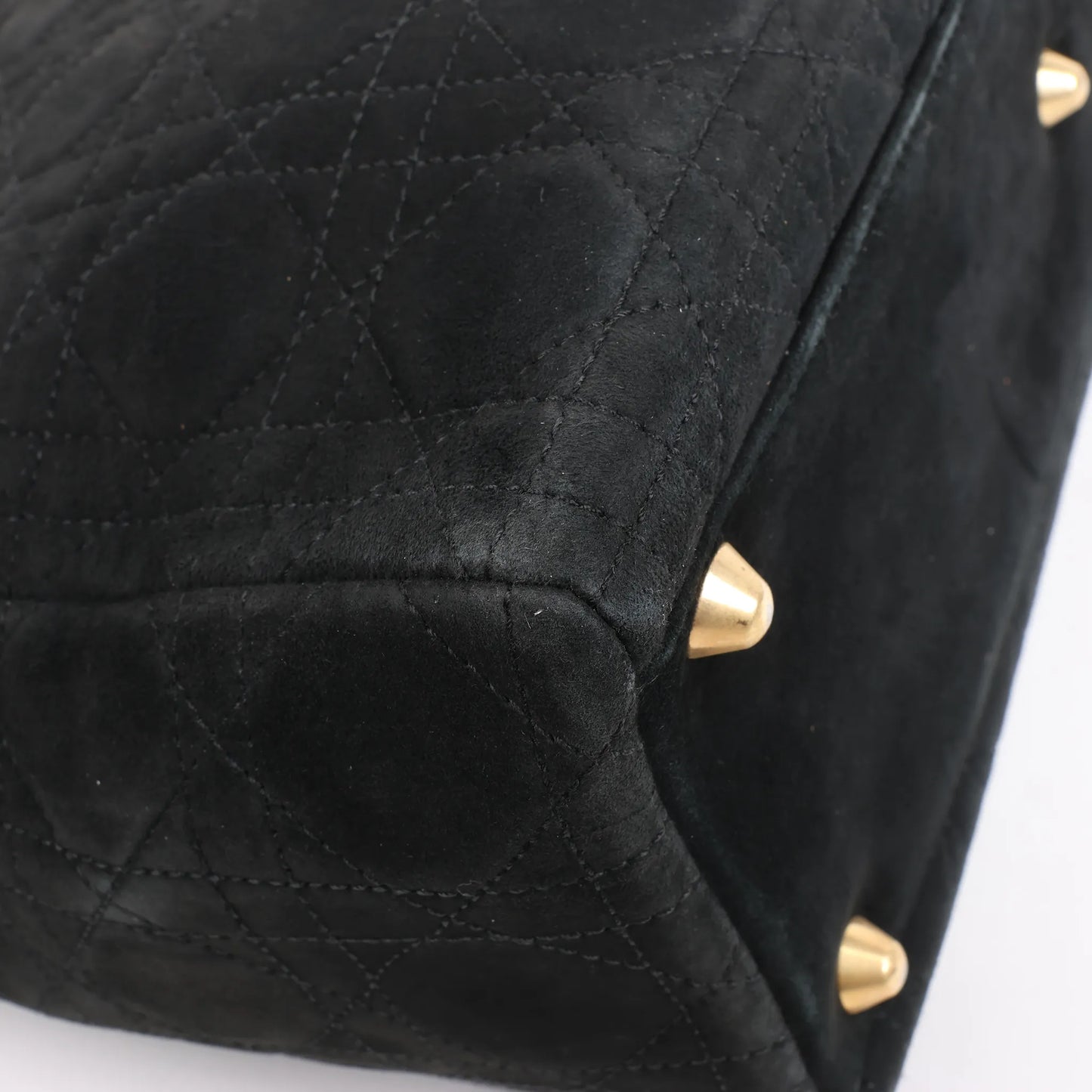 Dior Lady Dior Suede x Leather Cannage Large Handbag in Black