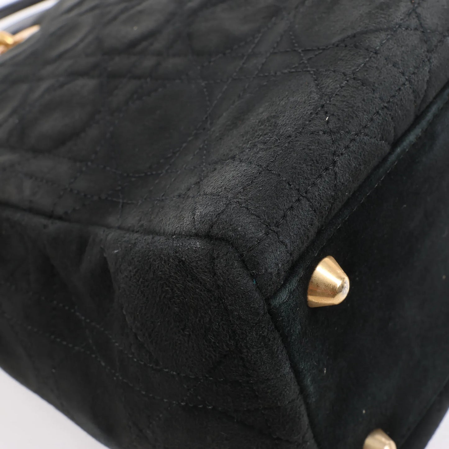 Dior Lady Dior Suede x Leather Cannage Large Handbag in Black