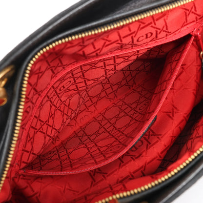 Dior Lady Dior Suede x Leather Cannage Large Handbag in Black