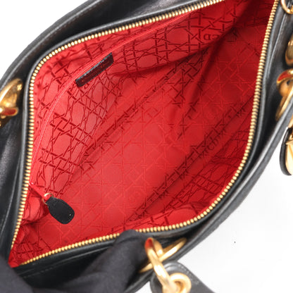 Dior Lady Dior Suede x Leather Cannage Large Handbag in Black