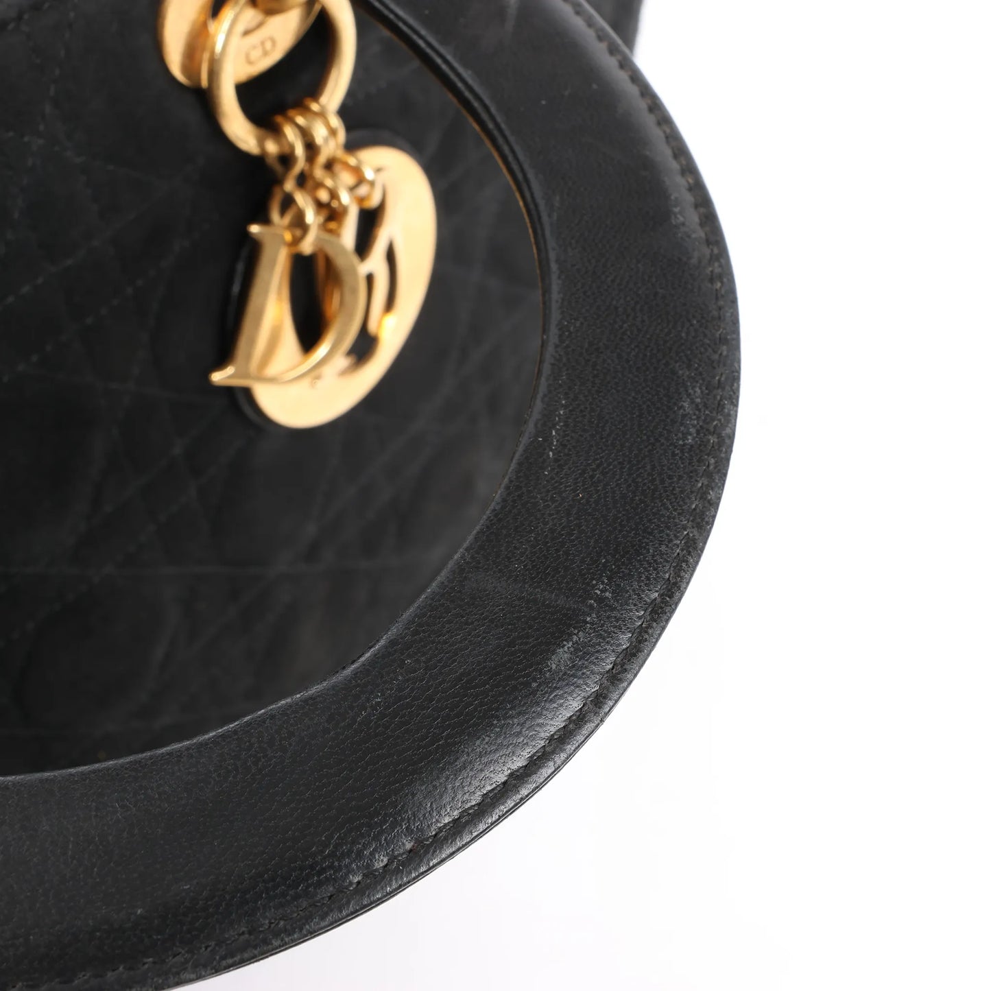 Dior Lady Dior Suede x Leather Cannage Large Handbag in Black