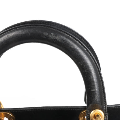 Dior Lady Dior Suede x Leather Cannage Large Handbag in Black