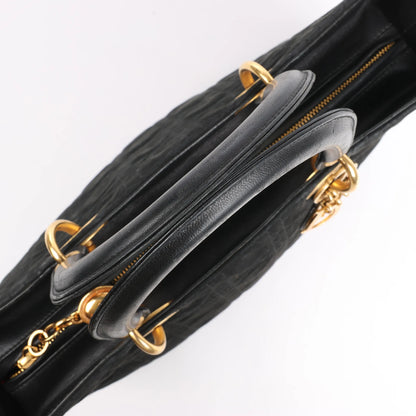 Dior Lady Dior Suede x Leather Cannage Large Handbag in Black