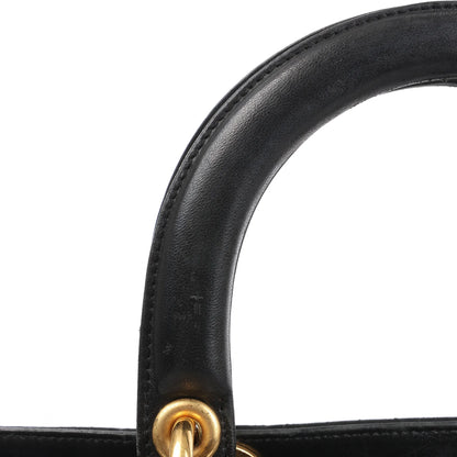 Dior Lady Dior Suede x Leather Cannage Large Handbag in Black