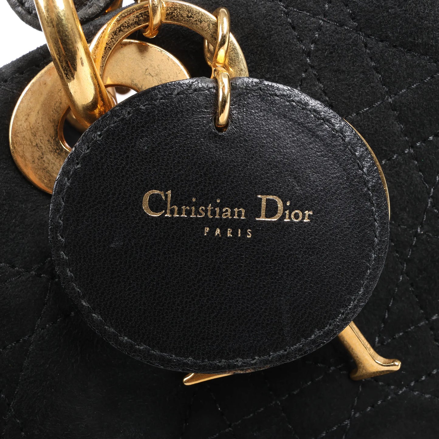 Dior Lady Dior Suede x Leather Cannage Large Handbag in Black