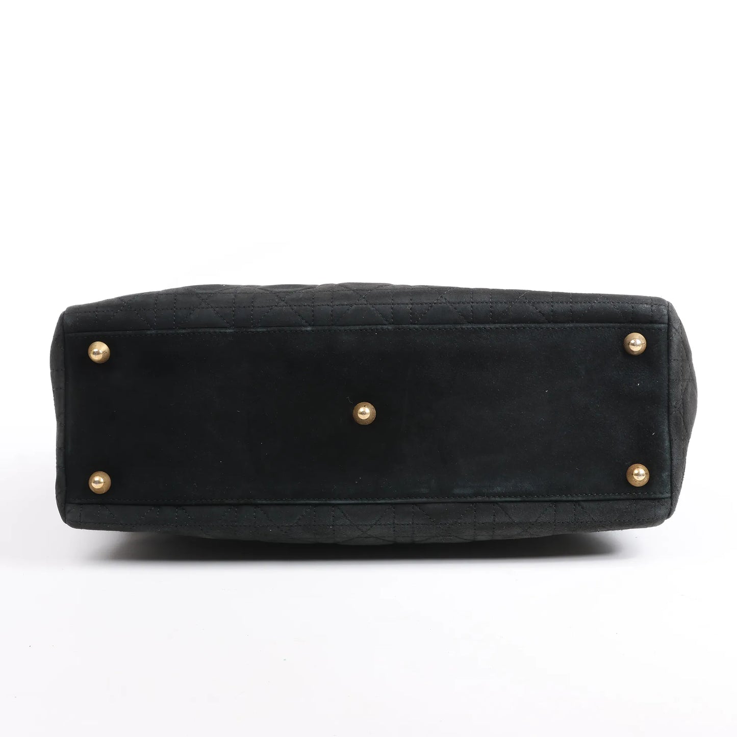 Dior Lady Dior Suede x Leather Cannage Large Handbag in Black