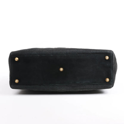 Dior Lady Dior Suede x Leather Cannage Large Handbag in Black
