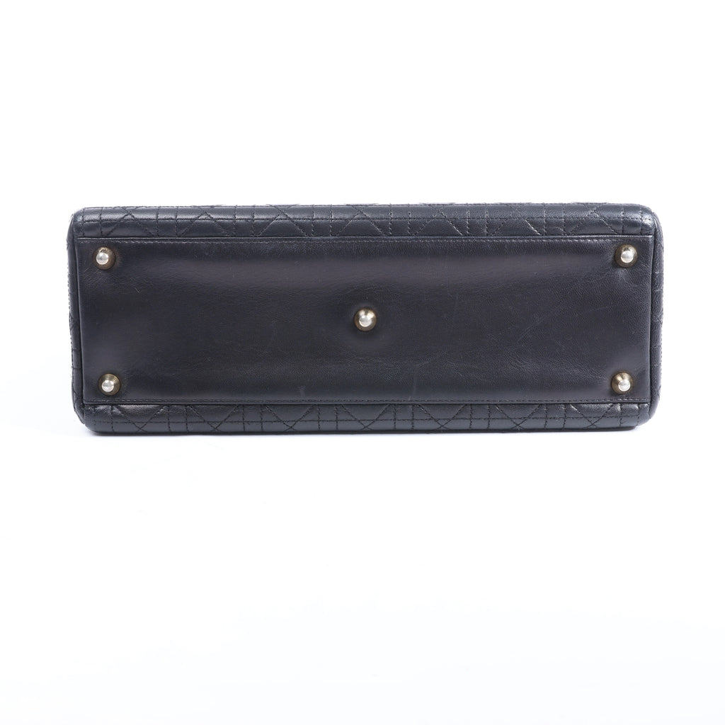 Christian Dior Lady Dior Large Cannage Leather 2Way Handbag in Black