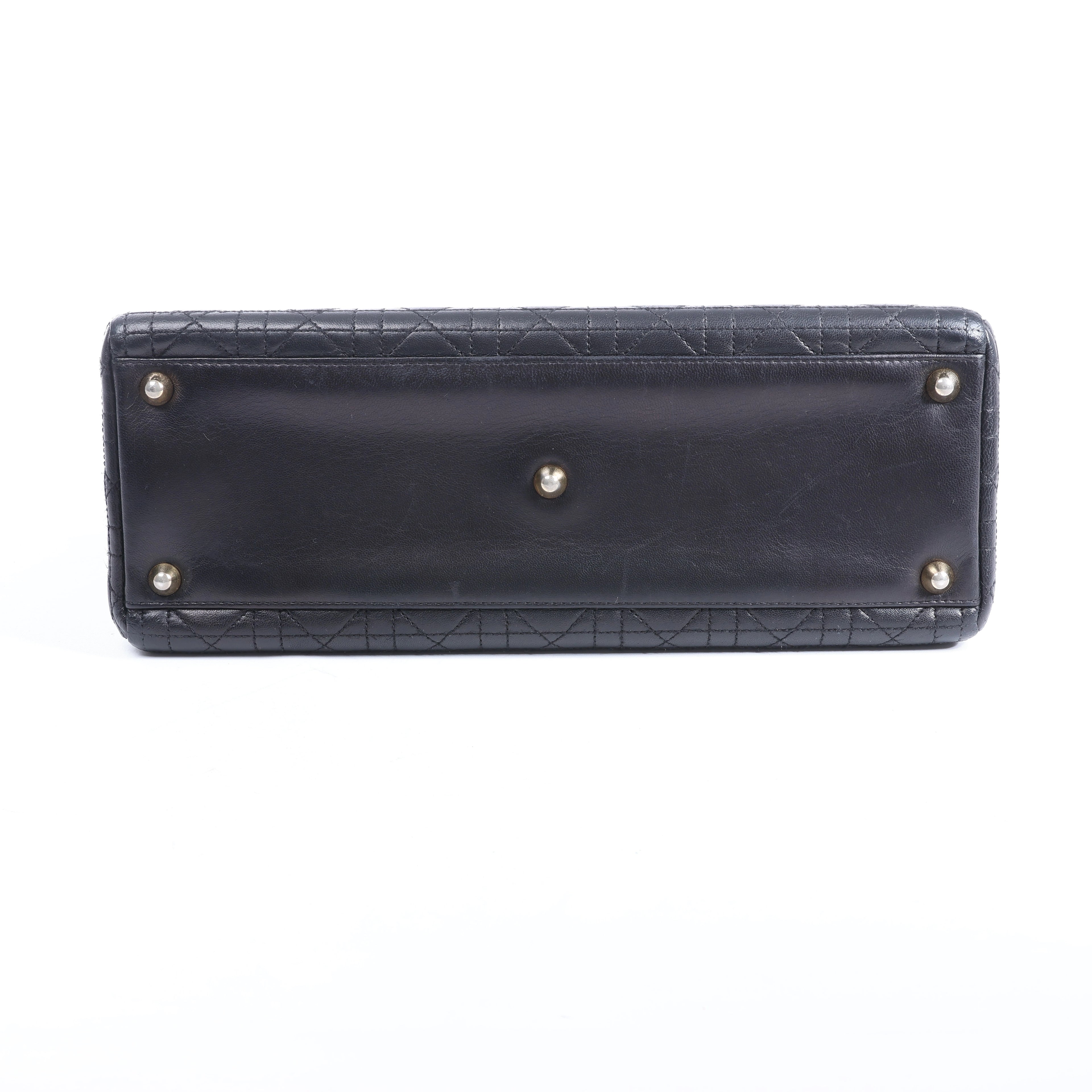 Christian Dior Lady Dior Large Cannage Leather 2Way Handbag in Black