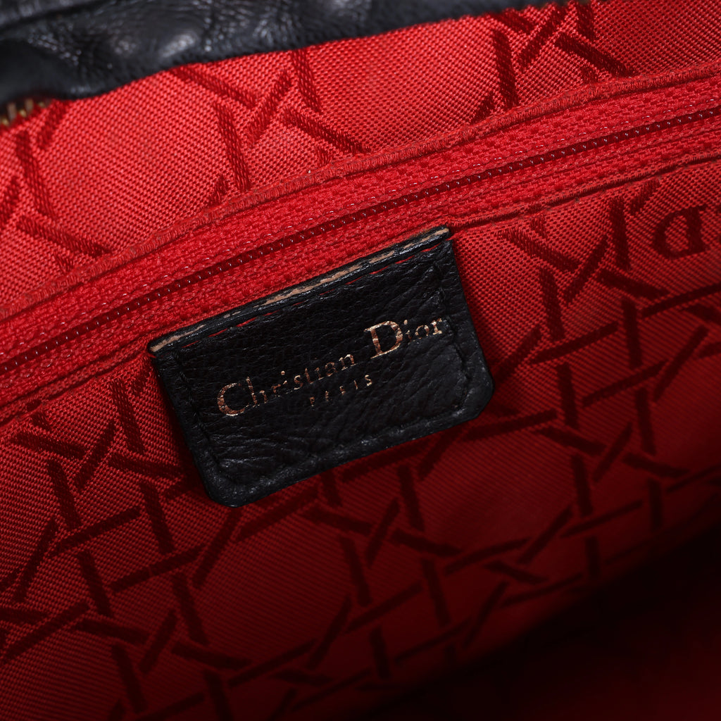 Christian Dior Lady Dior Large Cannage Leather 2Way Handbag in Black