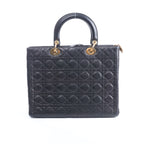 Christian Dior Lady Dior Large Cannage Leather 2Way Handbag in Black