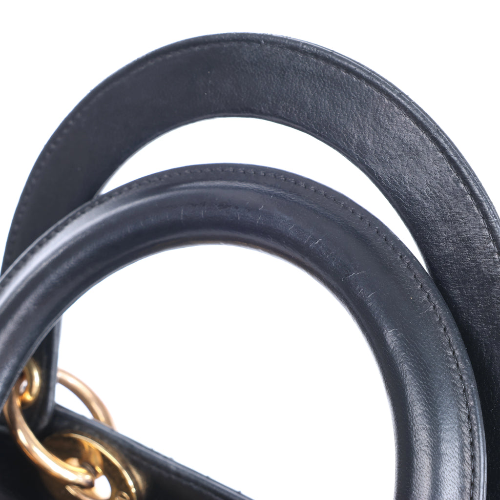 Christian Dior Lady Dior Large Cannage Leather 2Way Handbag in Black