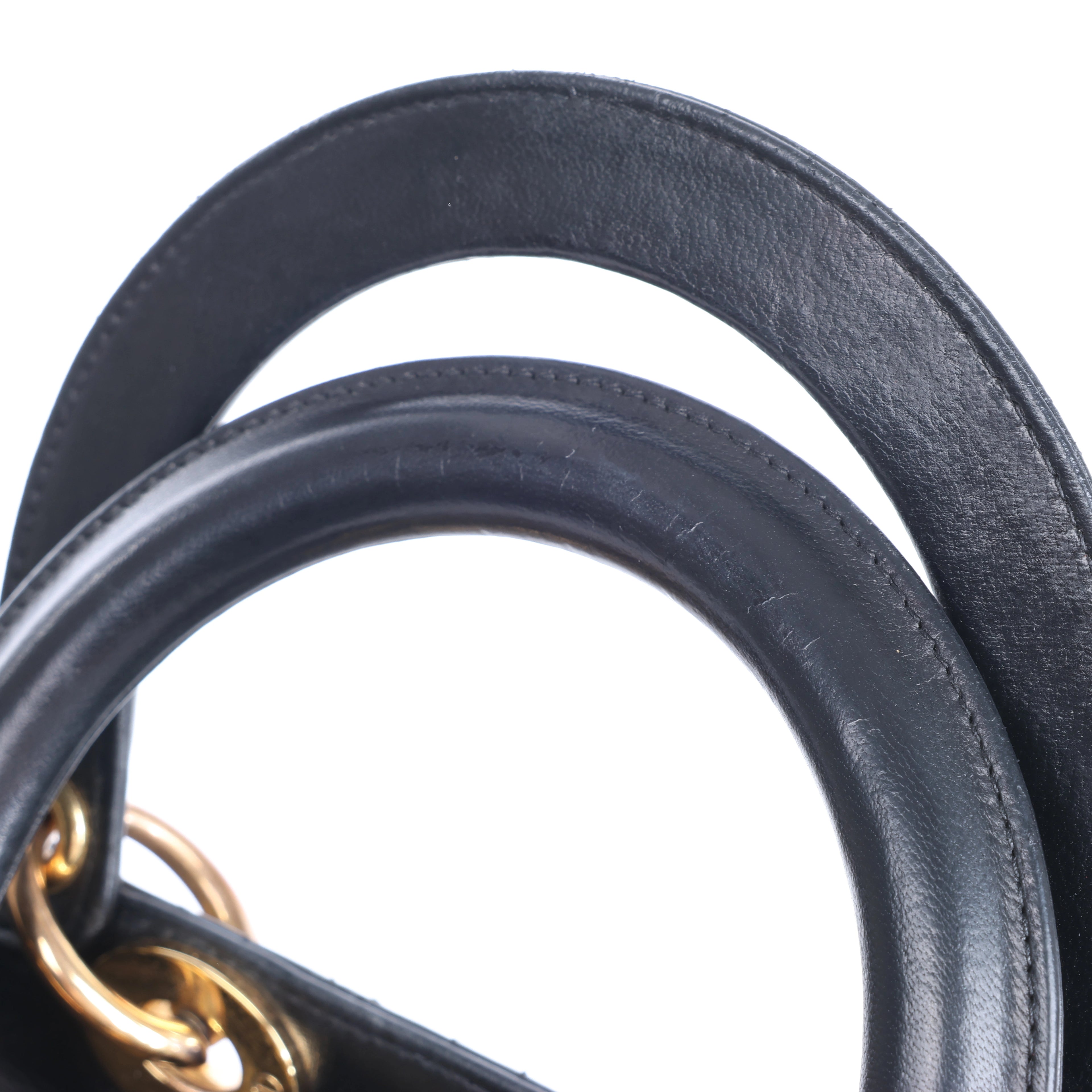 Christian Dior Lady Dior Large Cannage Leather 2Way Handbag in Black