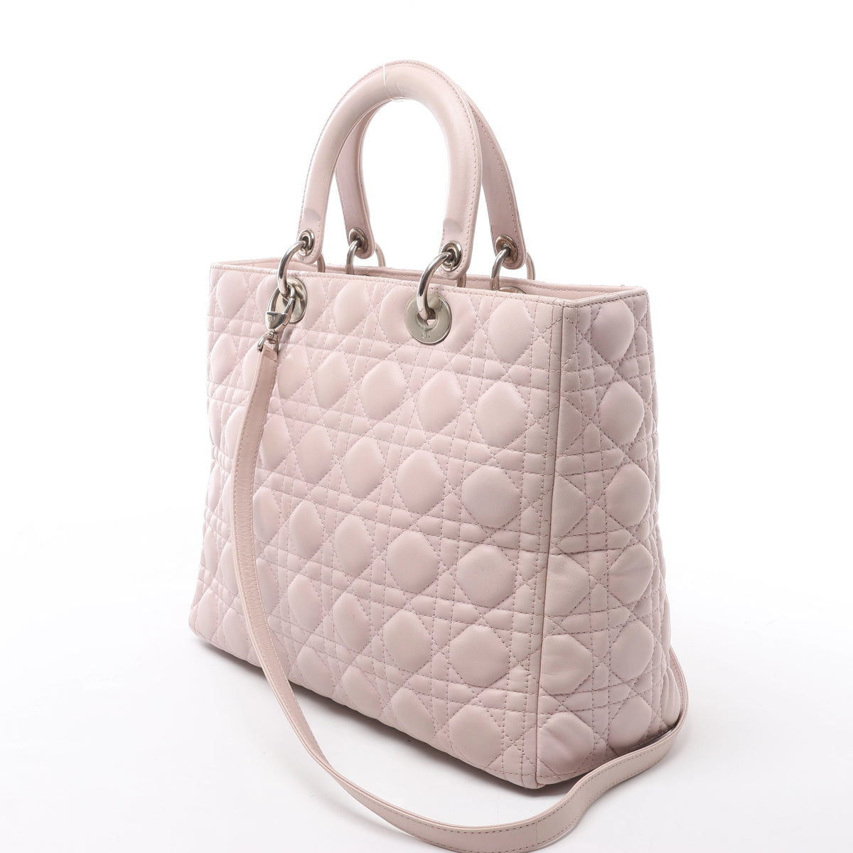 Christian Dior Lady Dior Large Cannage Leather 2Way Handbag in Pink