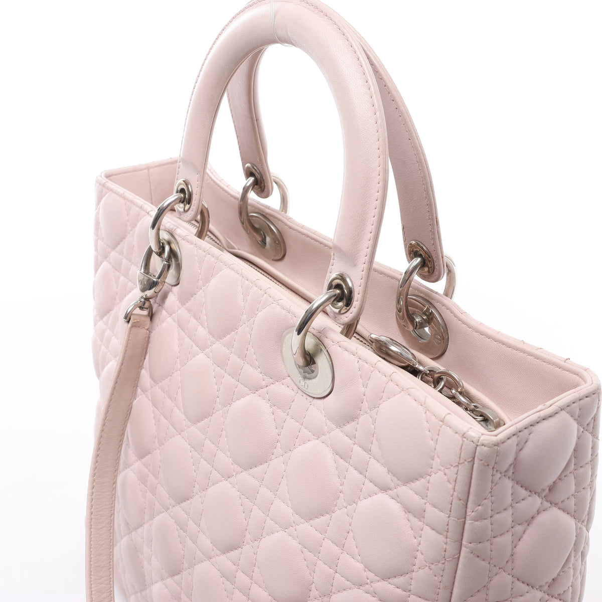 Christian Dior Lady Dior Large Cannage Leather 2Way Handbag in Pink