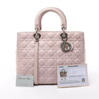 Christian Dior Lady Dior Large Cannage Leather 2Way Handbag in Pink