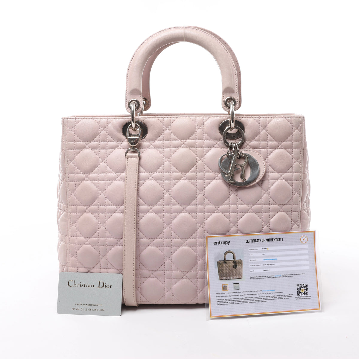 Christian Dior Lady Dior Large Cannage Leather 2Way Handbag in Pink
