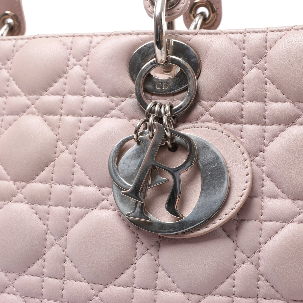 Christian Dior Lady Dior Large Cannage Leather 2Way Handbag in Pink