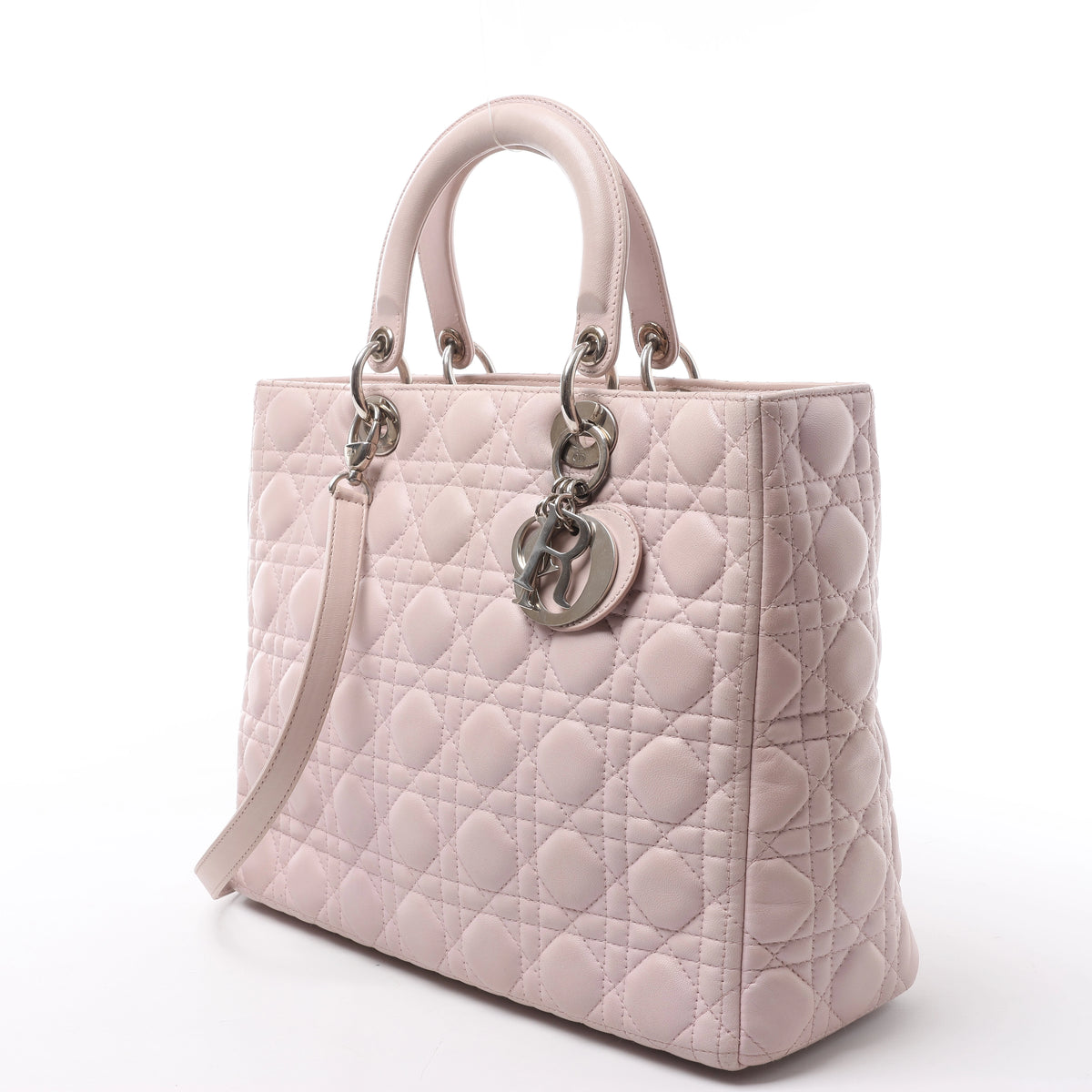 Christian Dior Lady Dior Large Cannage Leather 2Way Handbag in Pink