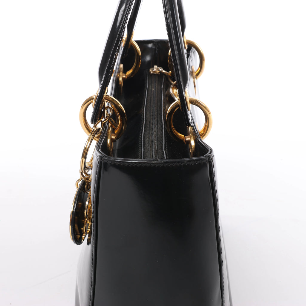 Bolso de hombro grande de lona Dior Book Tote en negro y blanco