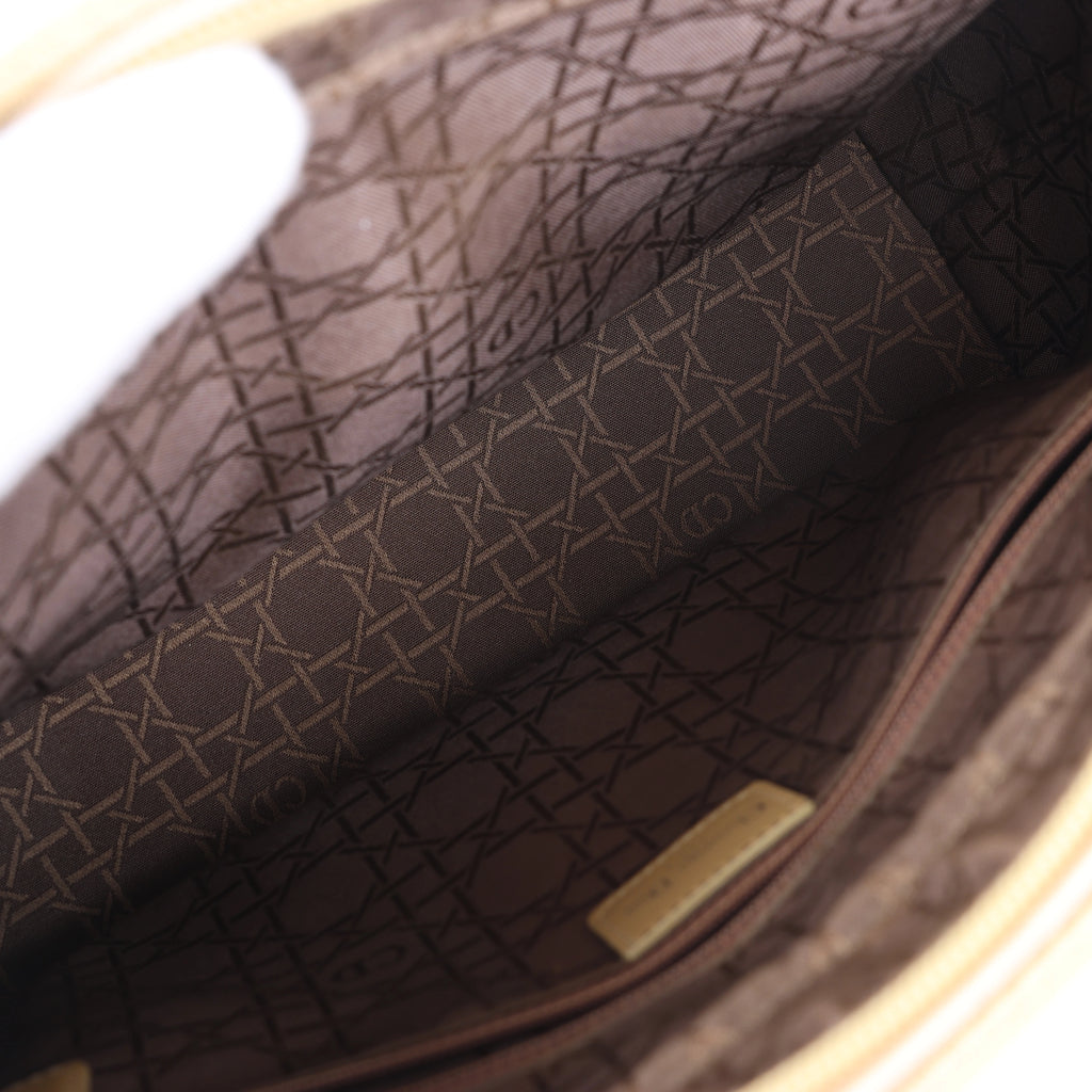 Christian Dior Lady Dior Leather x Canvas Handbag in Beige