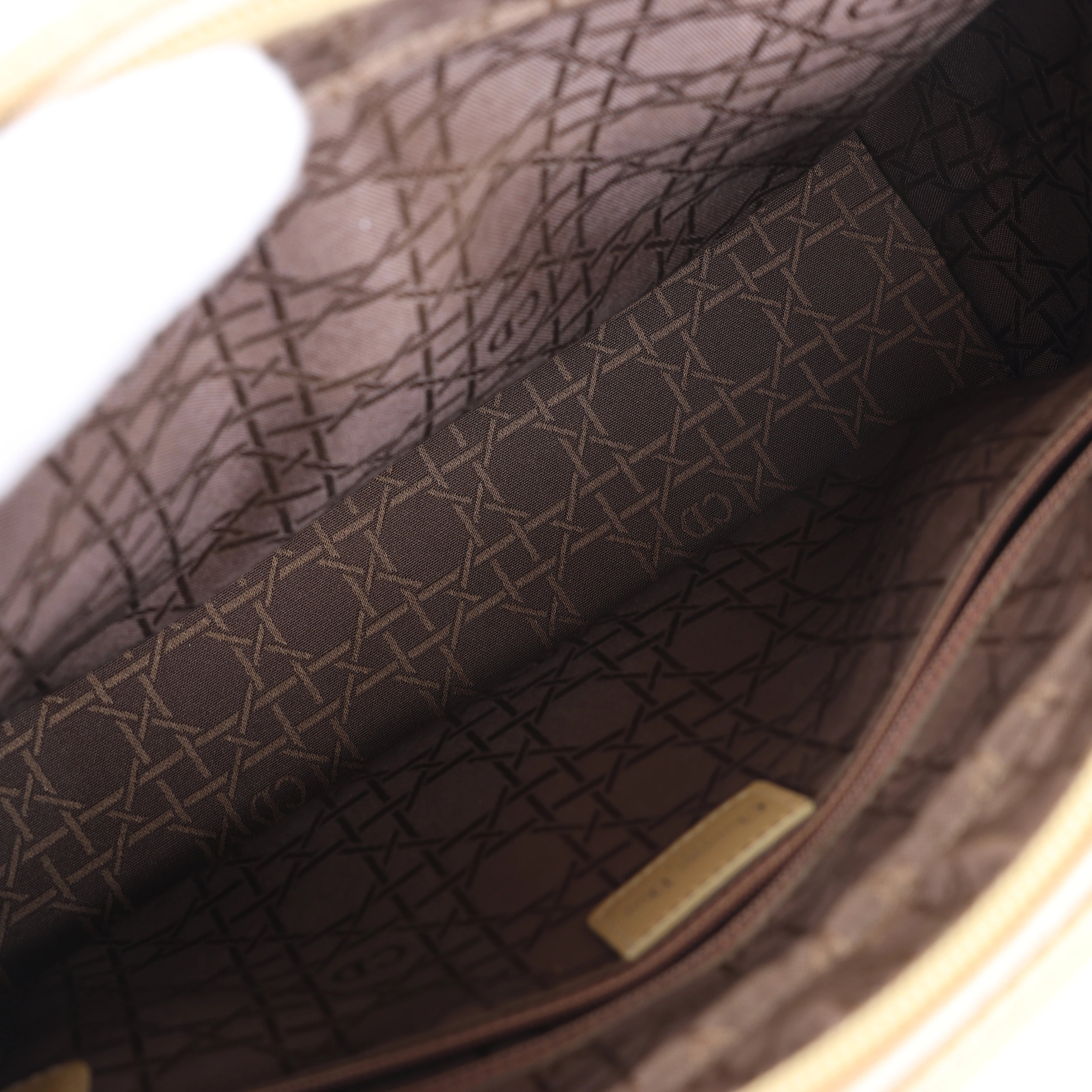 Christian Dior Lady Dior Leather x Canvas Handbag in Beige