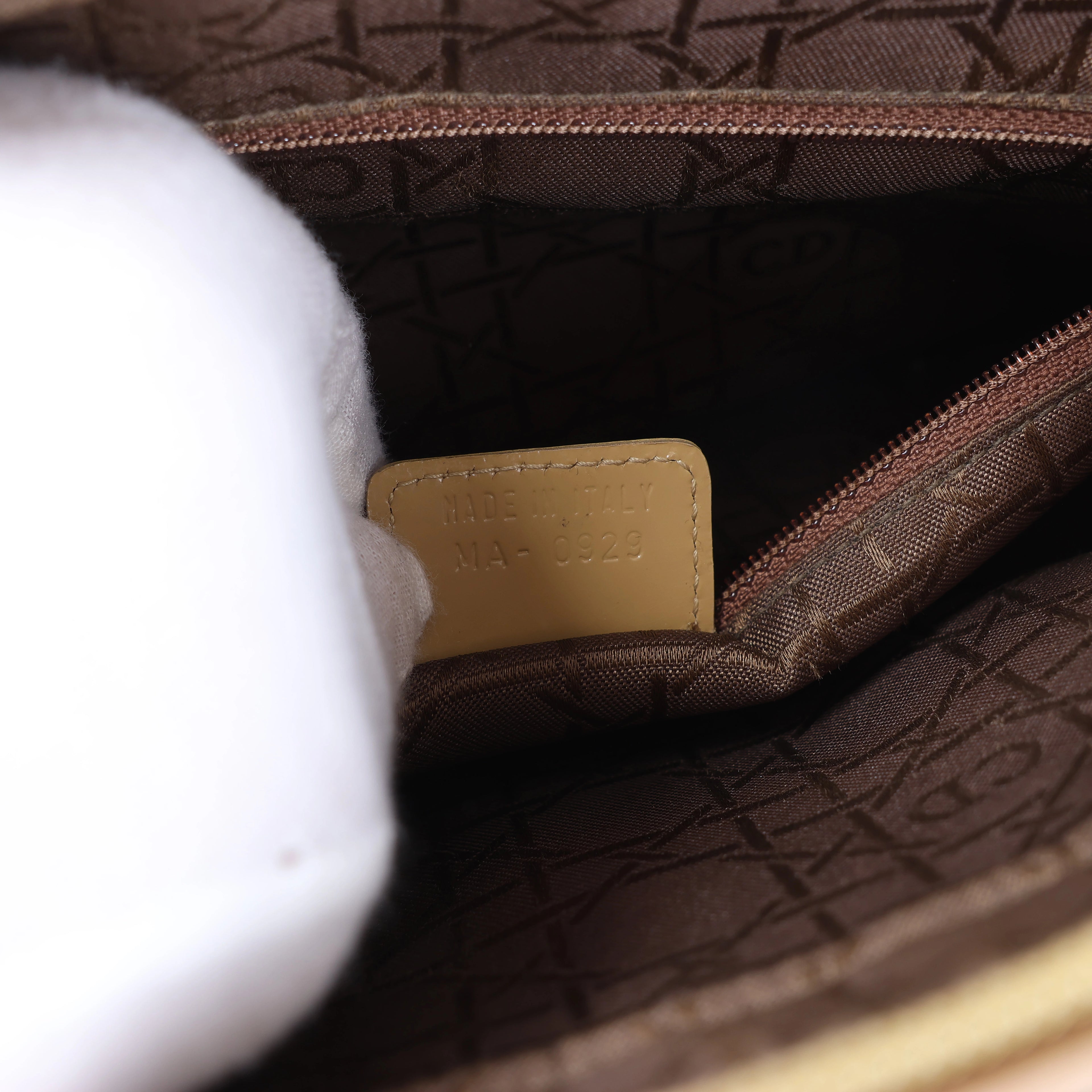 Christian Dior Lady Dior Leather x Canvas Handbag in Beige