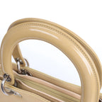 Christian Dior Lady Dior Leather x Canvas Handbag in Beige