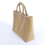 Christian Dior Lady Dior Leather x Canvas Handbag in Beige