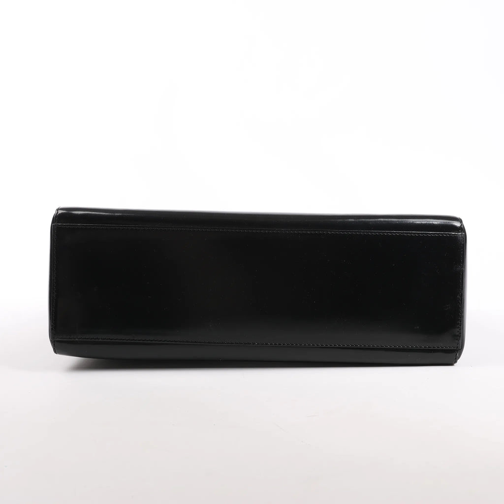 Dior Lady Dior Large Patent Leather 2Way Handbag in Black