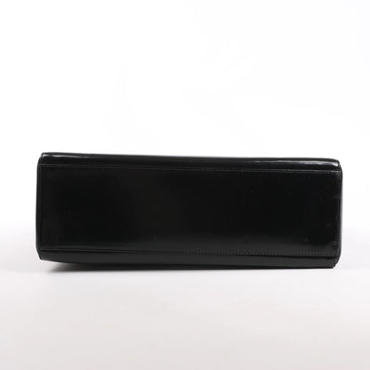 Dior Lady Dior Large Patent Leather 2Way Handbag in Black