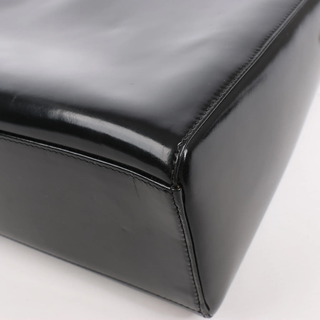 Dior Lady Dior Large Patent Leather 2Way Handbag in Black