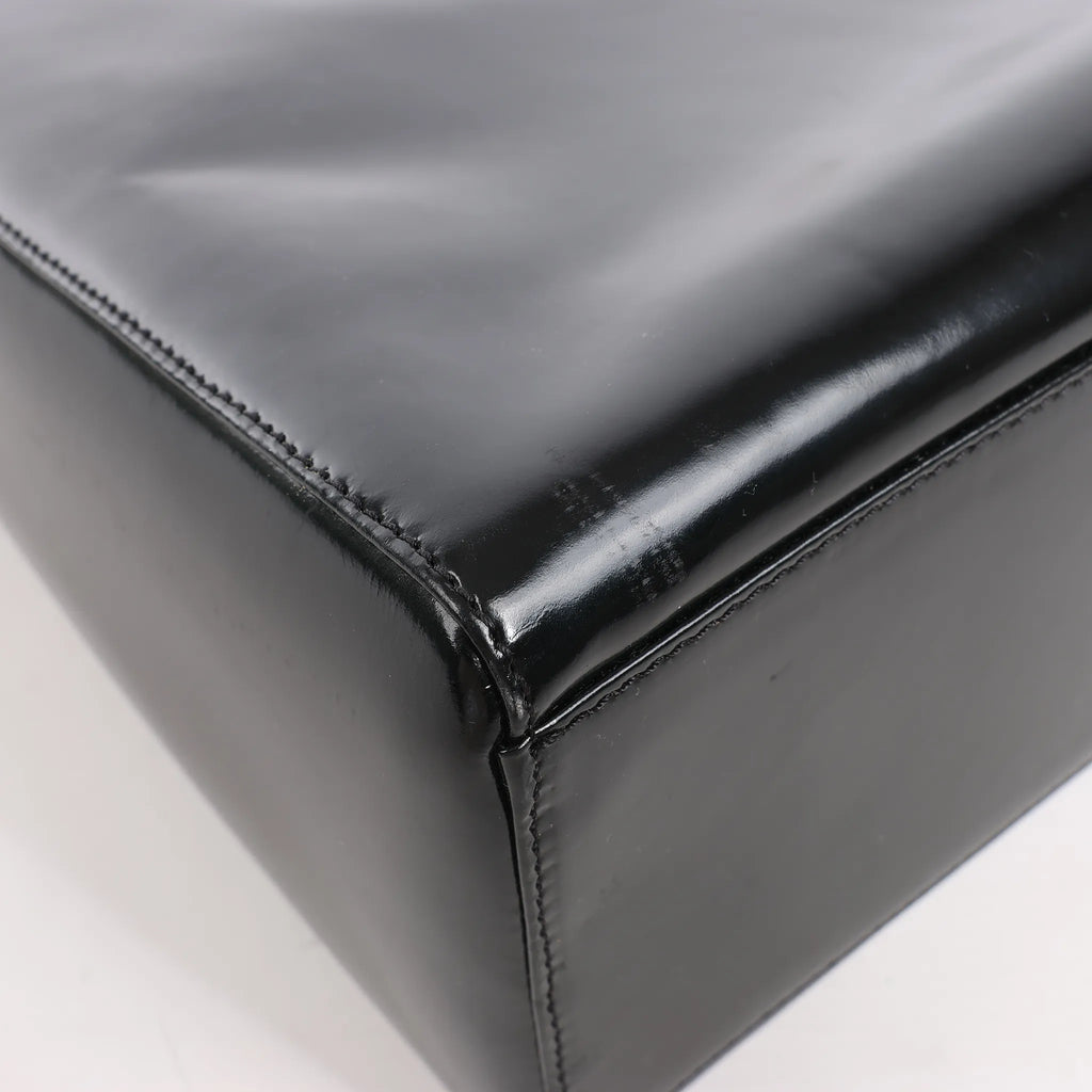 Dior Lady Dior Large Patent Leather 2Way Handbag in Black