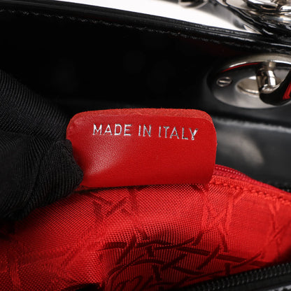 Dior Lady Dior Large Patent Leather 2Way Handbag in Black